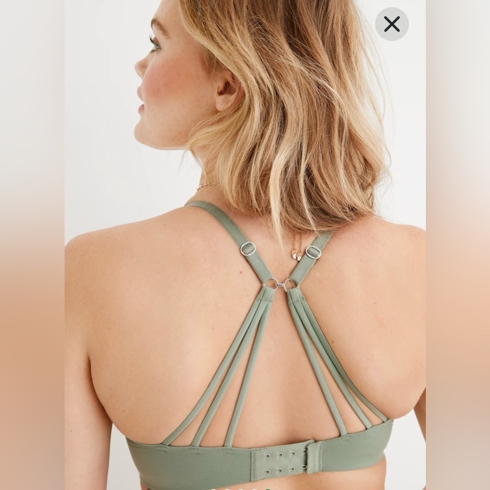 New Aerie Real Sunnie Wireless Push up padded Bra women's size 38C lime green